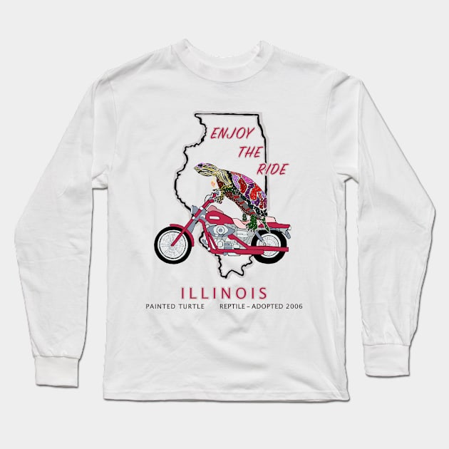 Turtle, Illinois, Painted Turtle, Motorcycle, Love, Enjoy the Ride Long Sleeve T-Shirt by cfmacomber